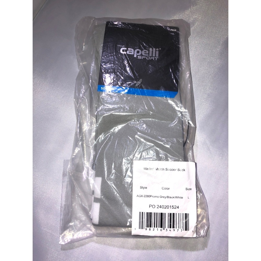 Capelli Sport Marled Match Soccer Socks Grey Black White AGX-2280Promo Large